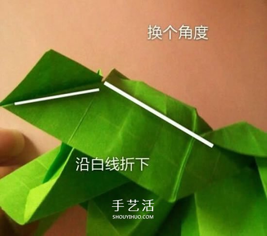一張紙折玫瑰花的圖解教程 連花萼也一起折出 -  rpnrmr.com
