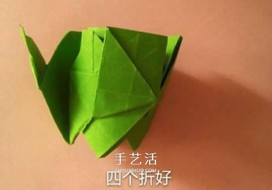 一張紙折玫瑰花的圖解教程 連花萼也一起折出 -  rpnrmr.com