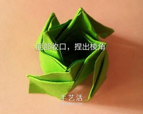 一張紙折玫瑰花的圖解教程 連花萼也一起折出 -  rpnrmr.com