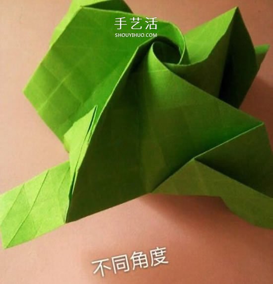 一張紙折玫瑰花的圖解教程 連花萼也一起折出 -  rpnrmr.com