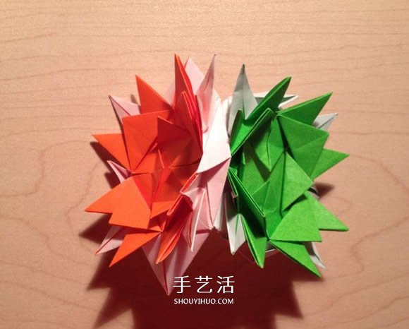 立體組合刺球的折法 帶刺花球的折紙圖解 -  rpnrmr.com