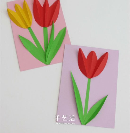 簡單郁金香花賀卡做法 卡紙手工制作花朵賀卡 -  rpnrmr.com