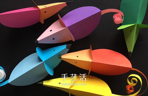 彩色卡紙做小老鼠教程 簡單立體老鼠制作圖片 -  rpnrmr.com