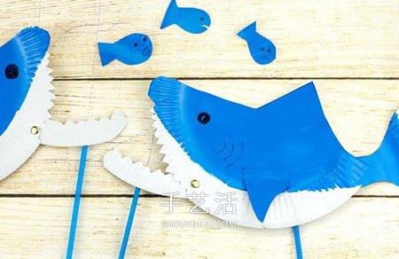 紙餐盤廢物利用 嘴巴可以動的鯊魚玩具小制作 -  rpnrmr.com