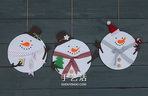 新年掛飾小制作：用不織布和光盤做雪人掛飾 -  rpnrmr.com
