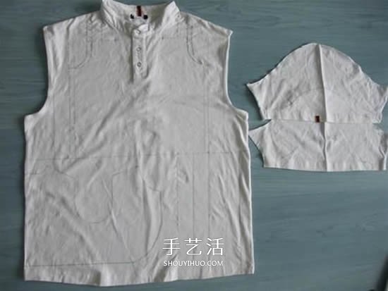 舊衣改造：男款T恤改造兒童坎肩背心套裝 -  rpnrmr.com