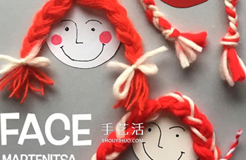 辮子姑娘手工制作方法 卡紙和毛線做女孩圖解 -  rpnrmr.com