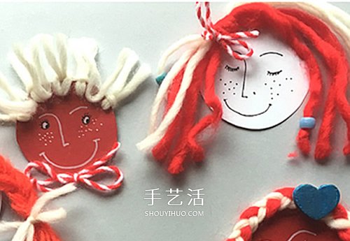 辮子姑娘手工制作方法 卡紙和毛線做女孩圖解 -  rpnrmr.com