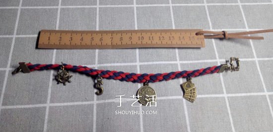 復(fù)古風(fēng)雙色手鏈的編法 四股皮繩編織手鏈圖解 -  rpnrmr.com