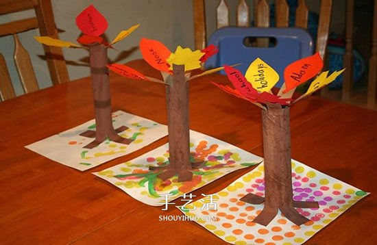 簡單保鮮膜筒廢物利用 幼兒手工做大樹的教程 -  rpnrmr.com