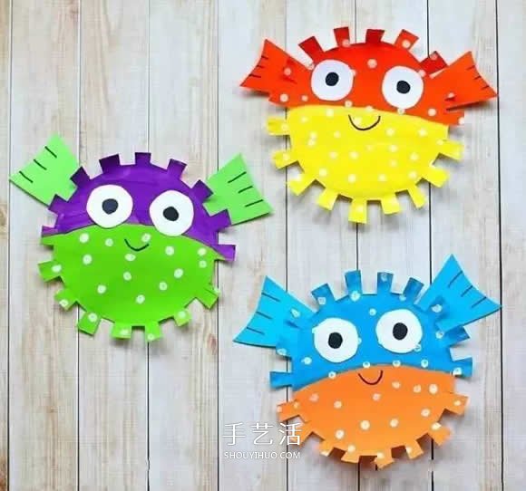 幼兒園手工制作河豚 紙餐盤(pán)做卡通河豚的方法 -  rpnrmr.com