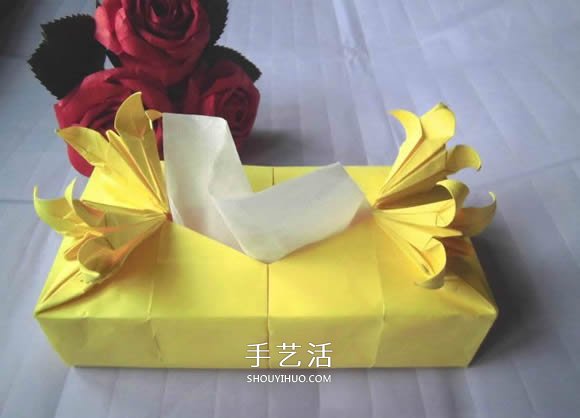 百合花紙巾盒的折法 帶花紙巾盒怎么折圖解 -  rpnrmr.com