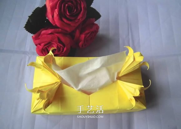 百合花紙巾盒的折法 帶花紙巾盒怎么折圖解 -  rpnrmr.com