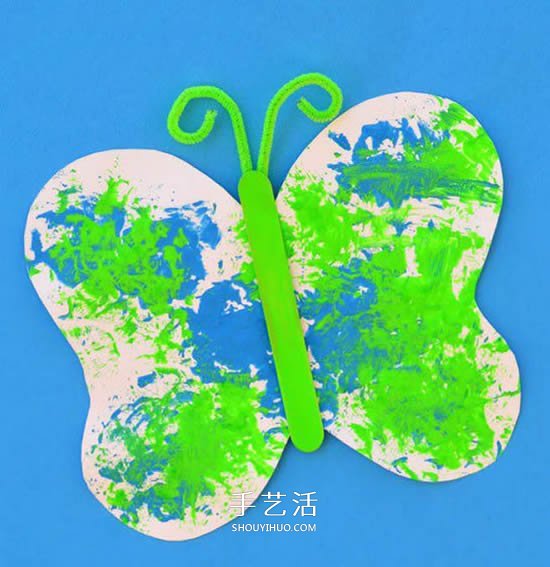 顏料隨意涂鴉 手工制作一只簡單的卡紙蝴蝶 -  rpnrmr.com