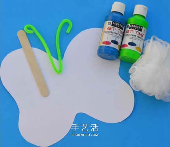 顏料隨意涂鴉 手工制作一只簡單的卡紙蝴蝶 -  rpnrmr.com
