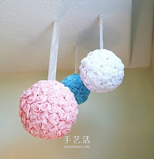皺紋紙做玫瑰花球的方法 唯美的婚慶裝飾物！ -  rpnrmr.com