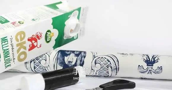 牛奶盒小制作 做成可以拎起來(lái)的筆筒/收納盒 -  rpnrmr.com