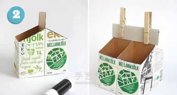 牛奶盒小制作 做成可以拎起來(lái)的筆筒/收納盒 -  rpnrmr.com
