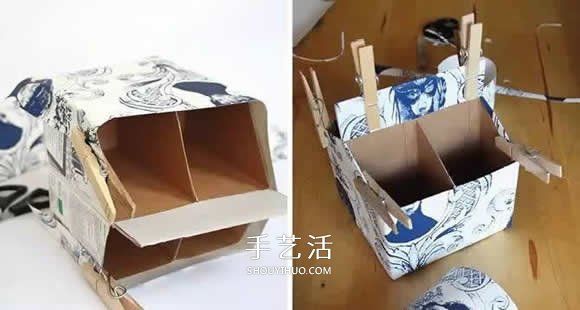牛奶盒小制作 做成可以拎起來(lái)的筆筒/收納盒 -  rpnrmr.com