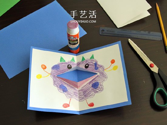 父親節(jié)賀卡的制作方法 可愛卡通風(fēng)小怪物賀卡 -  rpnrmr.com