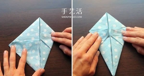 打發(fā)無(wú)聊等餐時(shí)光 餐巾紙手工折紙兔頭的方法 -  rpnrmr.com