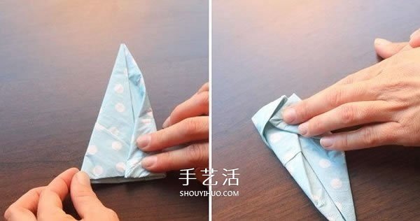 打發(fā)無(wú)聊等餐時(shí)光 餐巾紙手工折紙兔頭的方法 -  rpnrmr.com