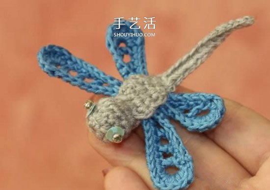 鉤織蜻蜓的鉤法圖解 可用作衣物上的漂亮裝飾 -  rpnrmr.com