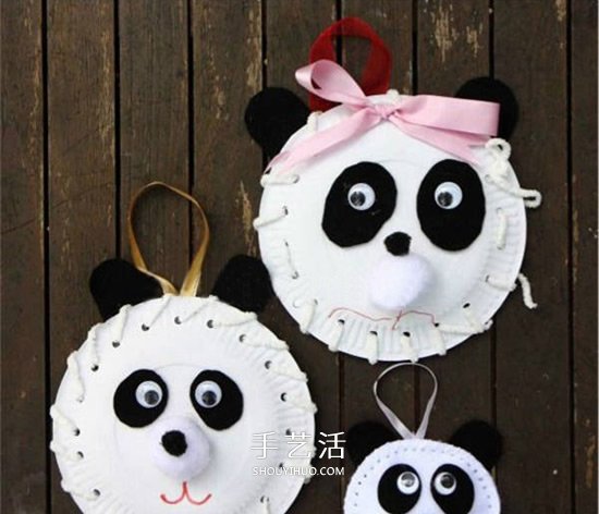用紙盤(pán)制作大熊貓掛飾 簡(jiǎn)單又可愛(ài)的幼兒DIY -  rpnrmr.com