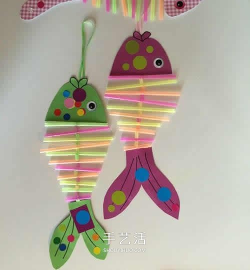 用吸管做小魚的方法圖解 幼兒手工制作小魚掛飾 -  rpnrmr.com