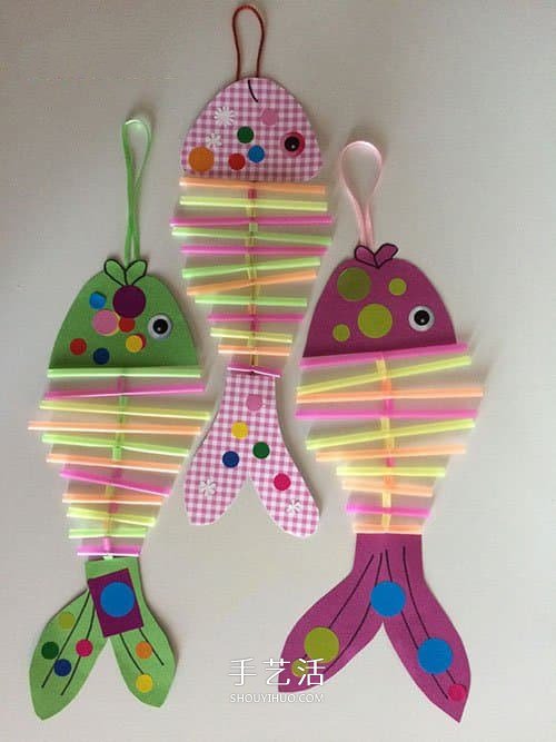 用吸管做小魚的方法圖解 幼兒手工制作小魚掛飾 -  rpnrmr.com