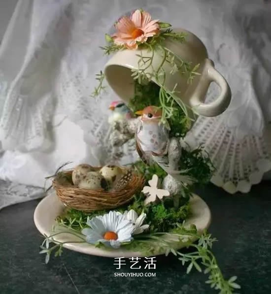 舊杯碟巧妙小改造 DIY制作精美的家居裝飾擺件 -  rpnrmr.com