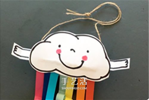 可愛云朵彩虹風(fēng)鈴做法 卷紙筒DIY卡通風(fēng)鈴教程 -  rpnrmr.com