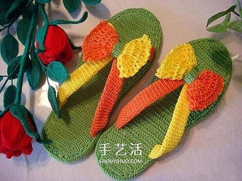 色彩活潑拖鞋的織法 手工編織人字拖鞋圖解 -  rpnrmr.com