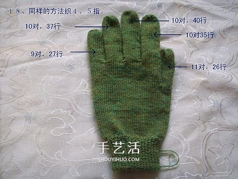 純色無花紋手套的織法 手工編織帶手指手套 -  rpnrmr.com