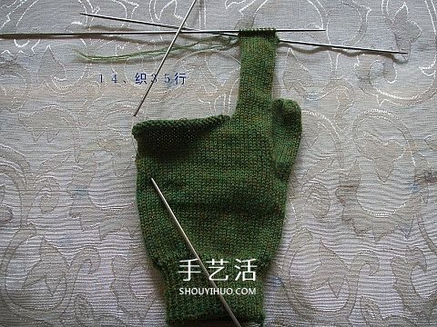 純色無花紋手套的織法 手工編織帶手指手套 -  rpnrmr.com