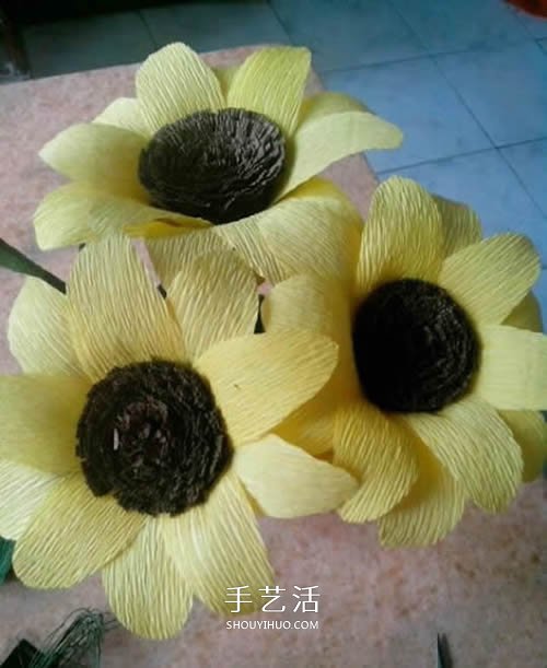 用皺紋紙做向日葵圖解 簡單詳細步驟DIY太陽花 -  rpnrmr.com