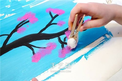 巧用棉花作畫！幼兒手工櫻花樹賀卡制作方法 -  rpnrmr.com