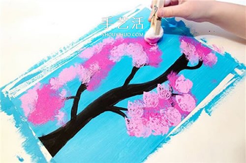 巧用棉花作畫！幼兒手工櫻花樹賀卡制作方法 -  rpnrmr.com