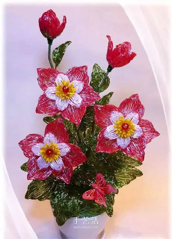 美到極致的串珠花朵 做成插花工藝品裝飾 -  rpnrmr.com