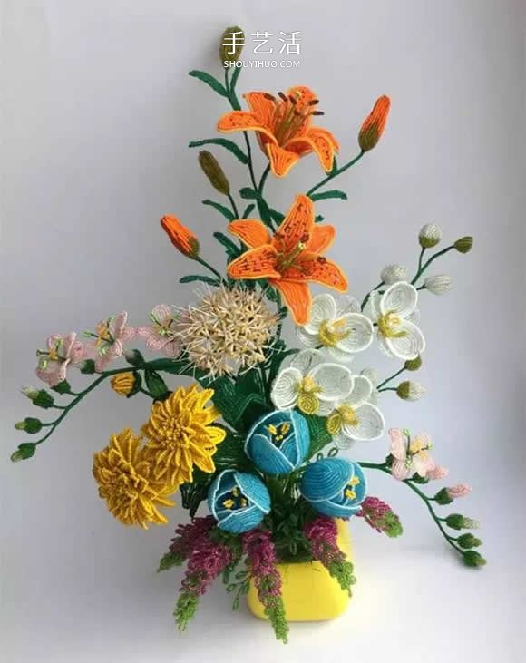 美到極致的串珠花朵 做成插花工藝品裝飾 -  rpnrmr.com