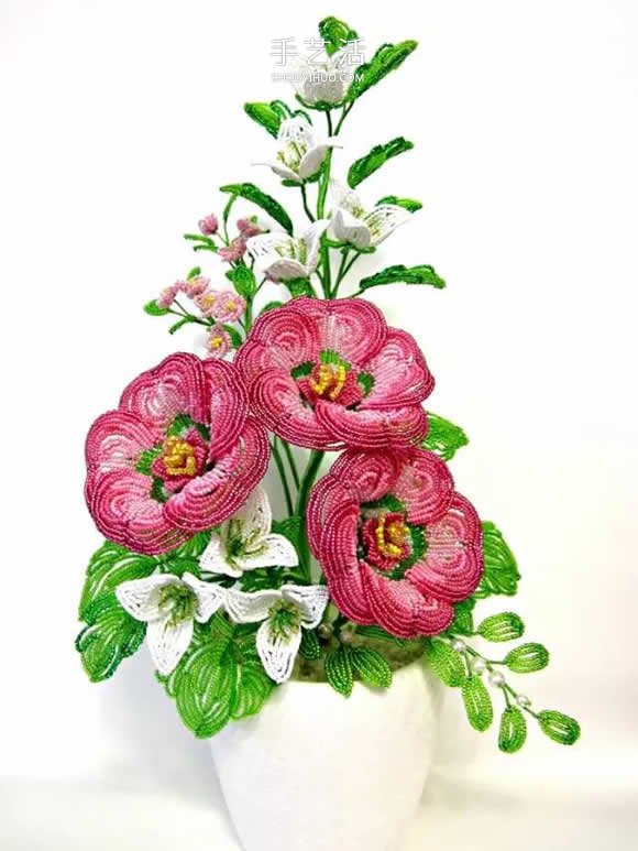 美到極致的串珠花朵 做成插花工藝品裝飾 -  rpnrmr.com