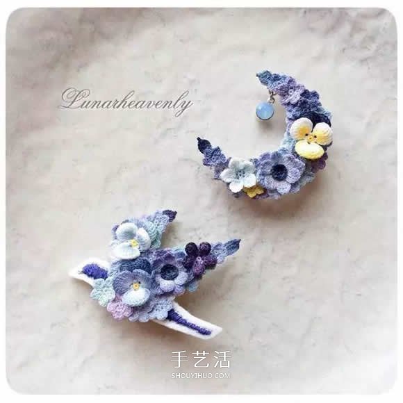 美得不像話！袖珍鉤針花朵飾品作品圖片欣賞 -  rpnrmr.com