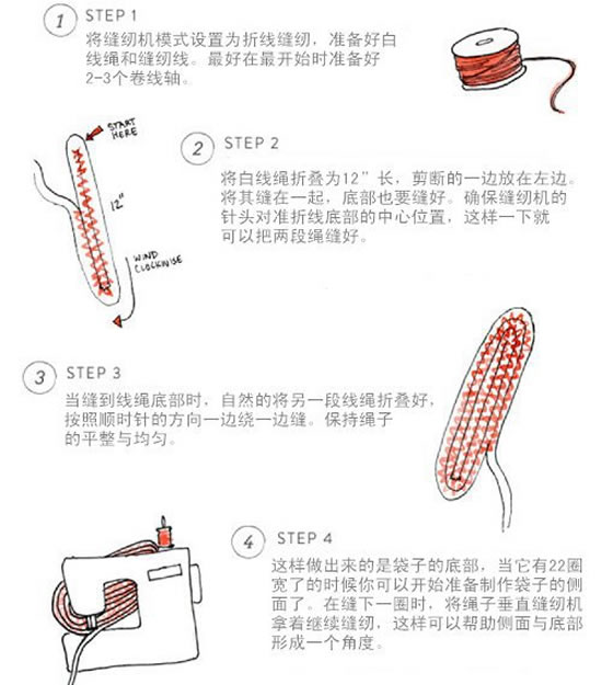 用縫紉機(jī)制作小清新毛線購物袋的做法圖解 -  rpnrmr.com