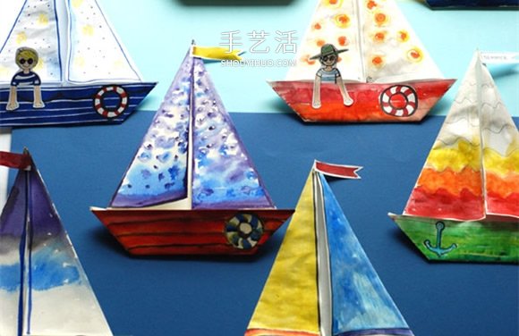 幼兒園用折紙手工制作海濱帆船畫的方法 -  rpnrmr.com