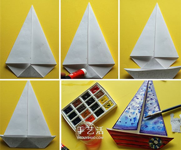 幼兒園用折紙手工制作海濱帆船畫的方法 -  rpnrmr.com