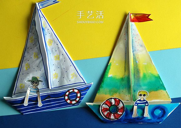 幼兒園用折紙手工制作海濱帆船畫的方法 -  rpnrmr.com