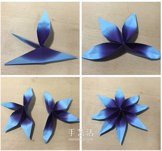 用兩張紙折立體八瓣花的手工折紙方法圖解 -  rpnrmr.com