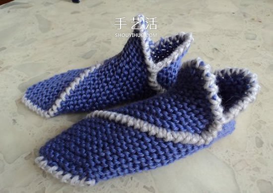兩種毛線搭配 手工編織漂亮地板鞋的織法圖解 -  rpnrmr.com