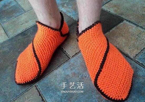 兩種毛線搭配 手工編織漂亮地板鞋的織法圖解 -  rpnrmr.com