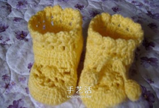 嬰兒毛線保暖鞋子的織法 單色就已經(jīng)很好看！ -  rpnrmr.com